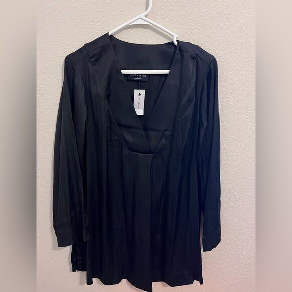 LANE BRYANT - Long-Sleeve V-Neck Satin Tunic - Picture 4 of 5